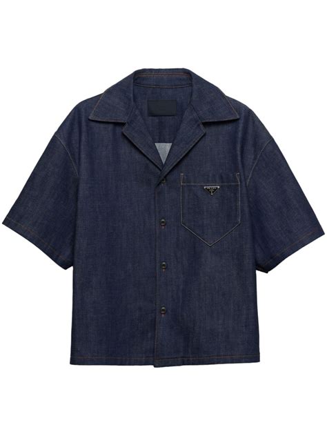 prada blue button up|Men's Shirts .